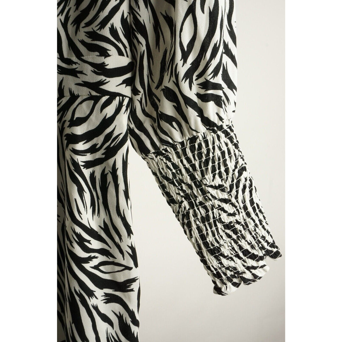 Halogen Tiger Crepe Tie Back A-Line Midi Dress Sz 1X White and Black Print NWT