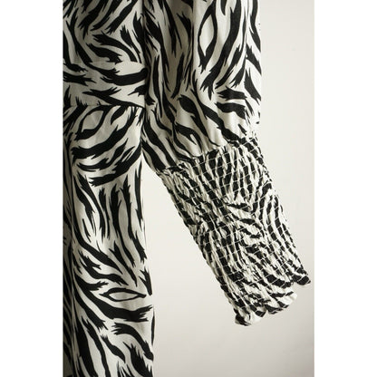 Halogen Tiger Crepe Tie Back A-Line Midi Dress Sz 1X White and Black Print NWT