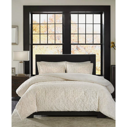 MADISON PARK BISMARCK KING COMFORTER SET PLUSH Faux Fur Bedspread and Shams