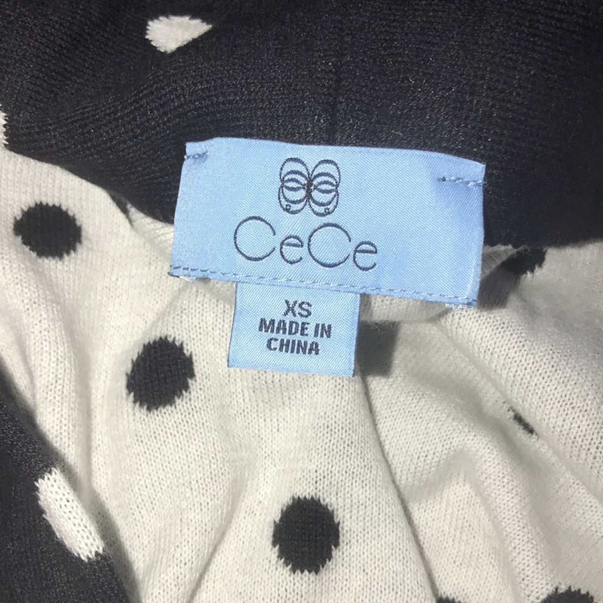 CeCe NWT Black White Polka Dot Open Front Long Cardigan Size XSmall