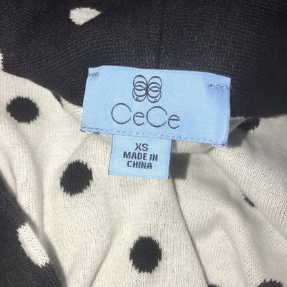CeCe NWT Black White Polka Dot Open Front Long Cardigan Size XSmall