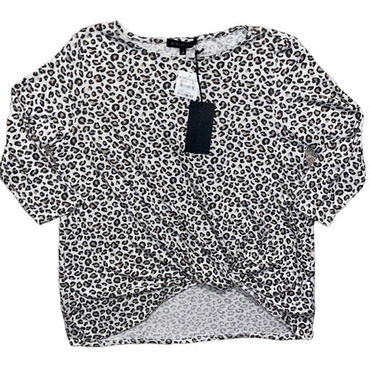 Gibsonlook Soft Knit Twist Front 3/4 Sleeve Top Sz Medium Cheetah Print NWT