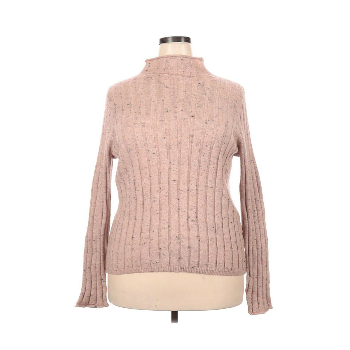 Madewell Classic Pullover Sweater Long Sleeve Mock Neck Rib Knit Pink Size XL