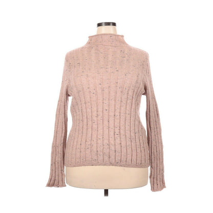 Madewell Classic Pullover Sweater Long Sleeve Mock Neck Rib Knit Pink Size XL