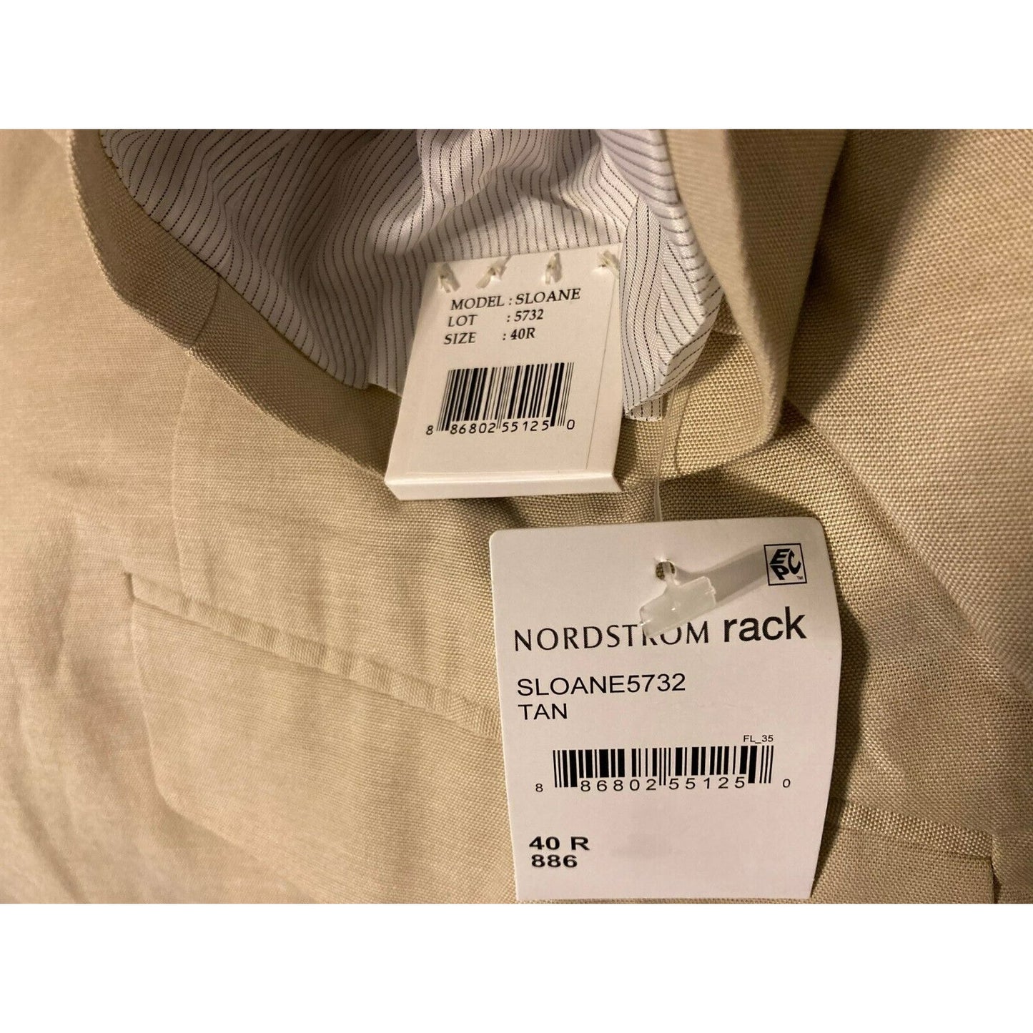 THE SAVILE ROW Sloane Chambray Cotton Brit Slim Suit Jacket Blazer 40R Tan NWT