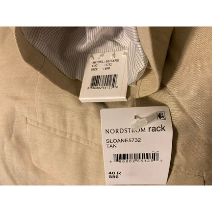 THE SAVILE ROW Sloane Chambray Cotton Brit Slim Suit Jacket Blazer 40R Tan NWT