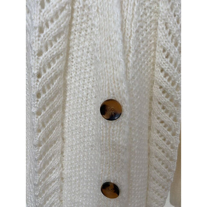 CENY Grandpa Mixed Cable Knit Cardigan Sweater Size Small in Natural/Ivory NWT