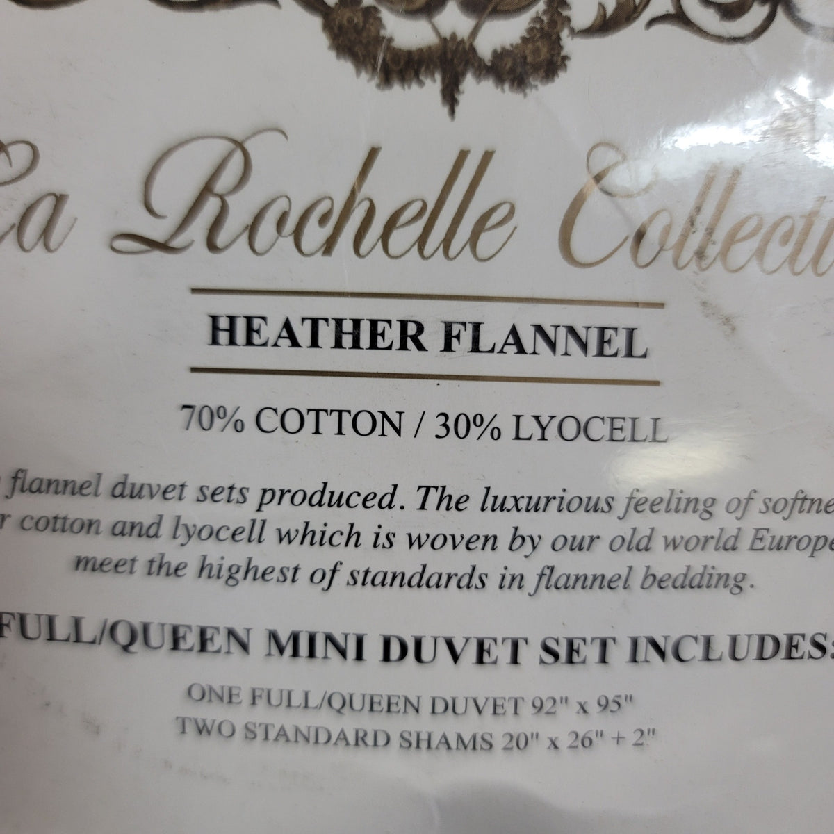 La Rochelle Heather Flannel Full/Queen Mini Duvet Set shams Gray