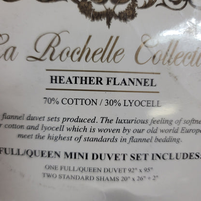 La Rochelle Heather Flannel Full/Queen Mini Duvet Set shams Gray