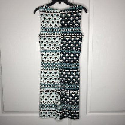 Donna Morgan Sleeveless Sheath Dress Twisted Front V-Neckline Printed Size 8