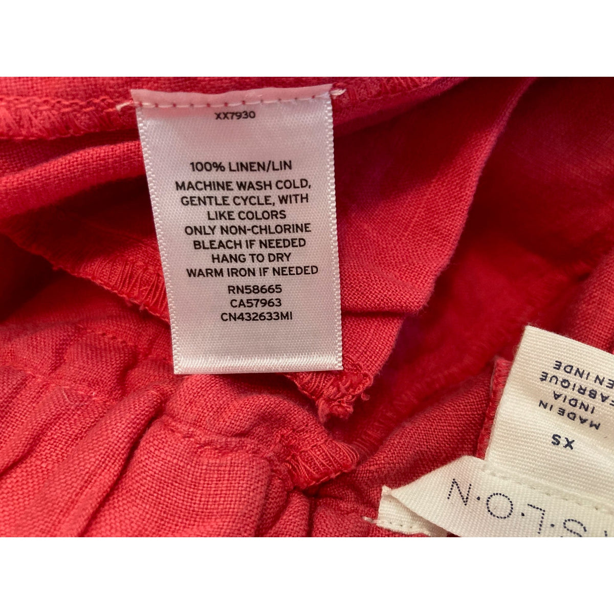 Caslon Linen Pull On Tie Belt Flare Leg Pants Sz Extra Small/XS Red Chateau NWT