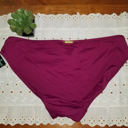 Lauren by Ralph Lauren Swimwear Bikini Bottom Nylon Plum Purple Size US 14 NWT
