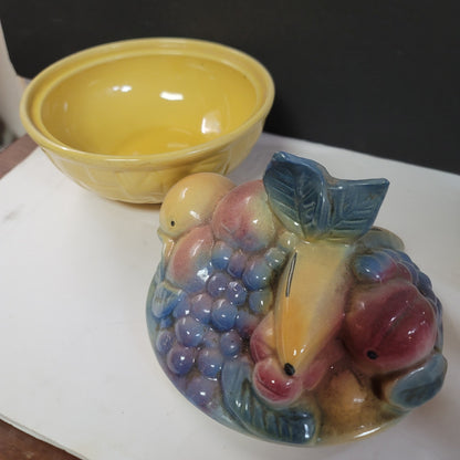 Shawnee Pottery woven fruit Bowl basket weave covered Vintage 7" x 7" serving