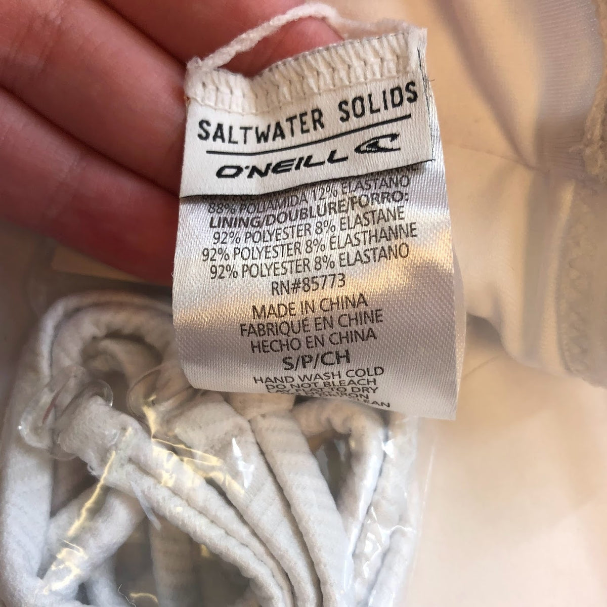 O'neill 2 Piece White BathingSuit Swimwear Small Saltwater Solid Texture Bandeau