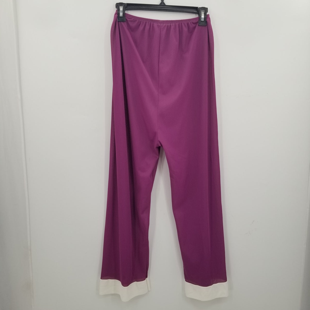 Mary Barron VINtage 3 Piece Pajama Lounge Set Pants Top Robe Purple Cream MEDIUM