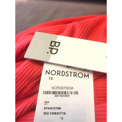 BP. Red Poinsettia Ribbed Winter Bodysuit Plus Size 1X