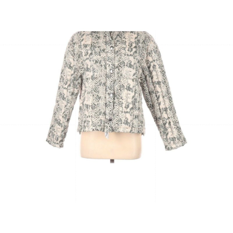 ATM NWT Button Up Puffer Down Jacket Long Sleeve Green Snake Skin Size Small