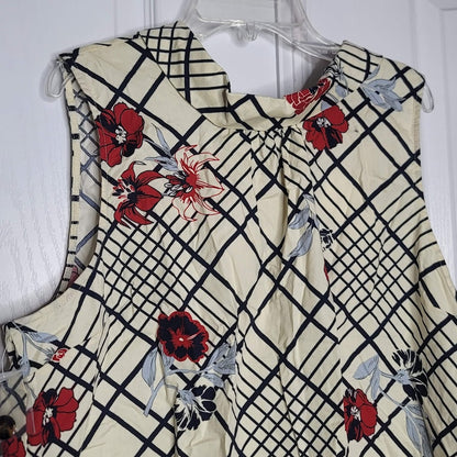 Womens NWT Modcloth Optimal Poppies Floral Sleeveless Top blouse Size XL