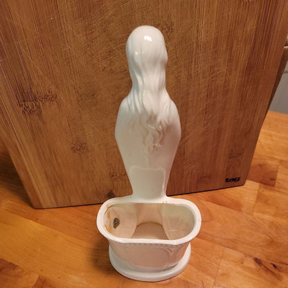 Vintage Flower Get Well Inarco Mother Mary White Ceramic Figurine Planter 10½"