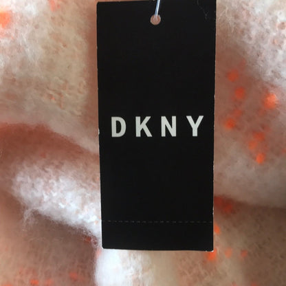 DKNY NEW Pop Neon Speckled Winter Blanket Scarf Oversized Wrap Orange Pink