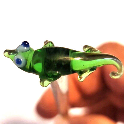 Hand-Blown Art Glass 8.5" SWIZZLE Stick margarita TIKI bar mixed drink ALLIGATOR