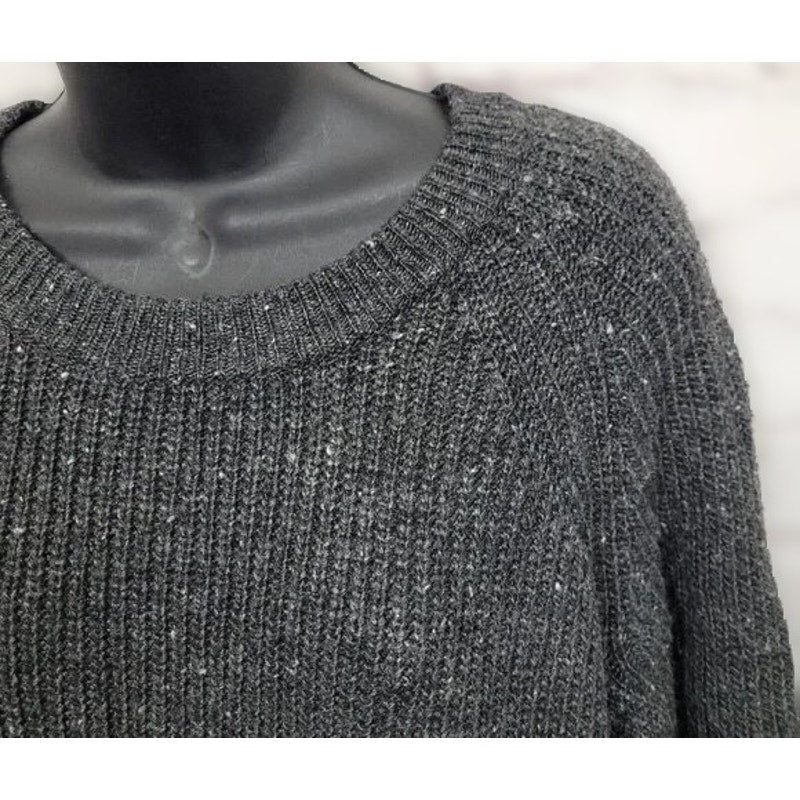 Madewell Pullover Rib Knit Wool Blend Dress Size Large in Flecked Charcoal NWT