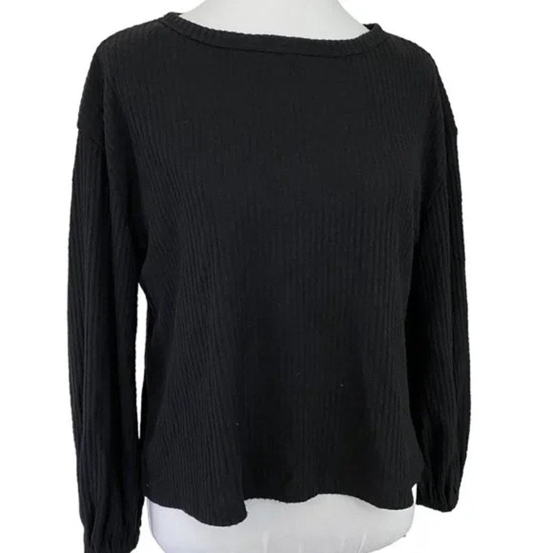 Lulus Jack of All Trades Cutout Back Waffle Sweater XS/Extra Small Black NWT USA