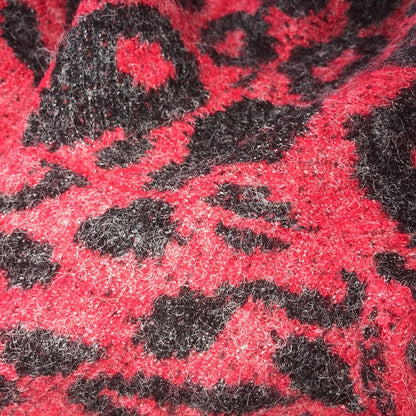 Joseph A Red Leopard Print Cardigan Sweater Long Medium