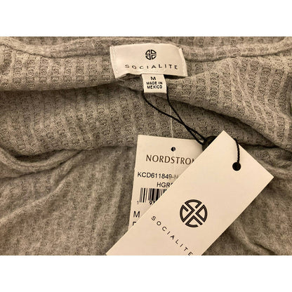 Socialite Women's Cropped Cardigan Sweater Medium Grey NWT V-Neck Long Sleeve