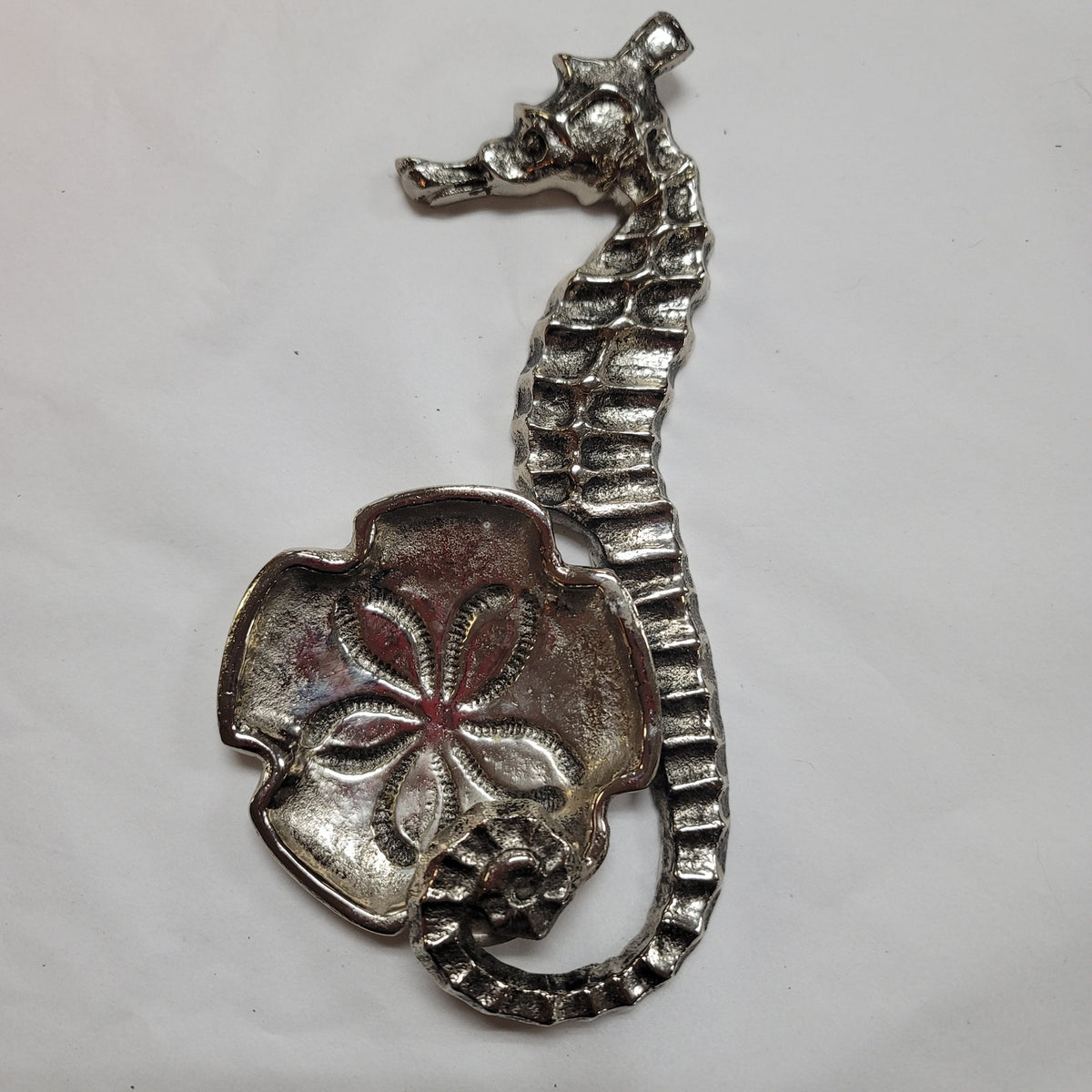 Mudpie silver tone trinket dish ashtray ring holder SEAHORSE beach coastal decor