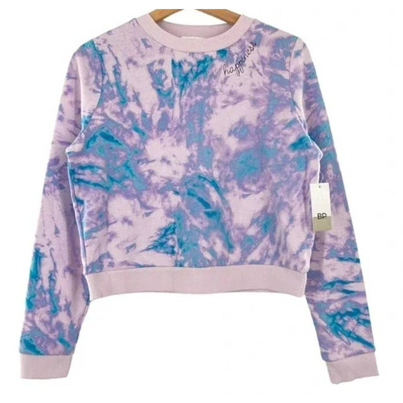BP. Tie Dye Embroidered Happiness Sweatshirt Top Sz 2X/XXL Purple/Blue NWT