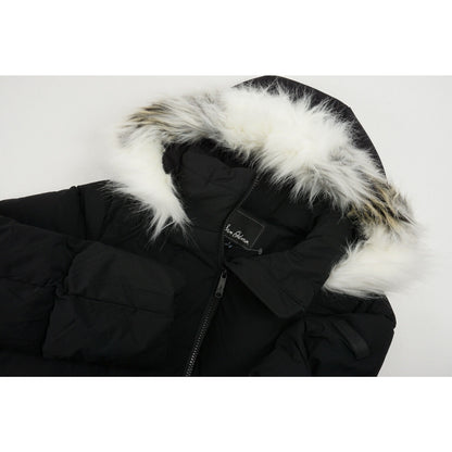 Sam Edelman Faux Fur Trimmed Hooded Zip Front Puffy Parka Size Medium Black NWT