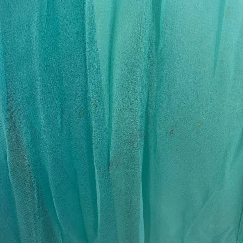 Vintage 1950s Chiffon maxi blue/green two tone Dress rhinestones Lined Small
