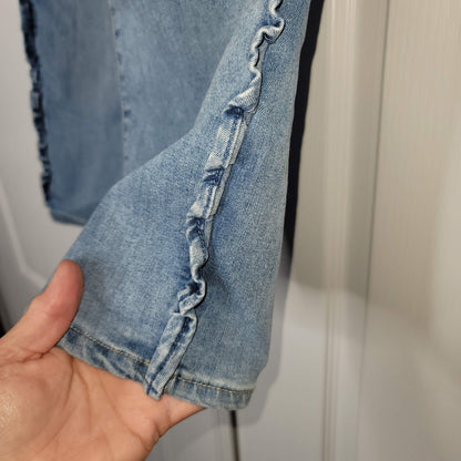 Joe's Stretch Denim High Rise Ruffle Capri Jeans Light Wash Blue Child 12