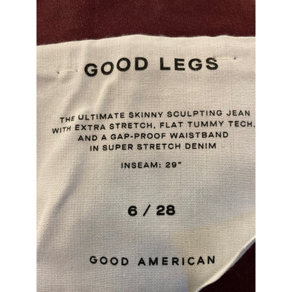 Good American Skinny Sculpting Super Stretch Jeans Sz 6/28 in Burgundy NWT