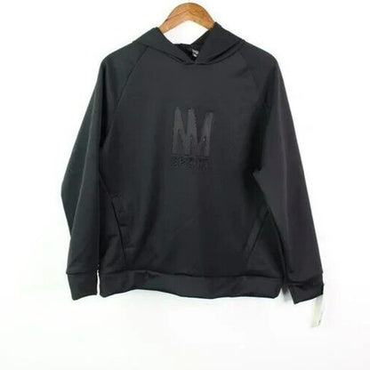 Nicole Miller Sport Embossed Scuba Hoodie Black Size Large Black NWT Long Sleeve