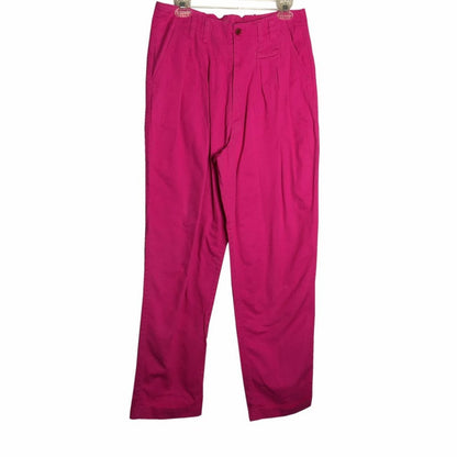 VINTAGE Pleated Cuffed High Waist MOM Ankle Pants Pink 100% Cotton Size 12
