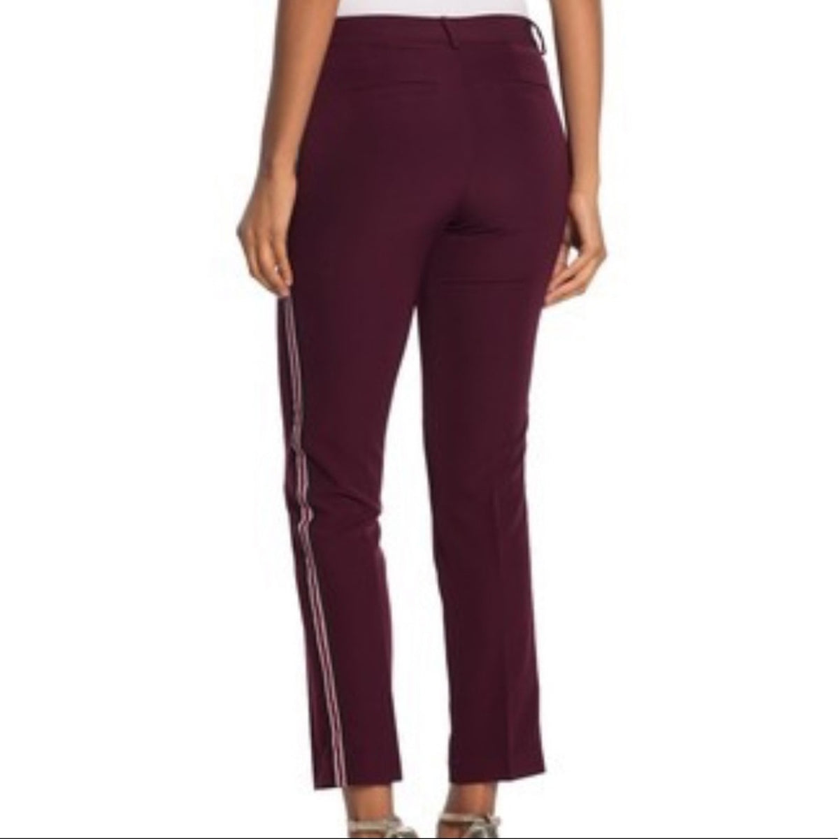 Laundry By Shelli Segal NWT Wine Side Stripe Trouser Size 4