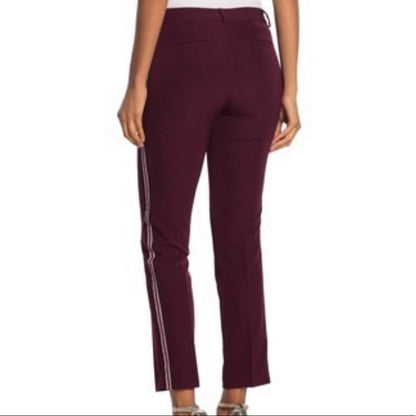 Laundry By Shelli Segal NWT Wine Side Stripe Trouser Size 4