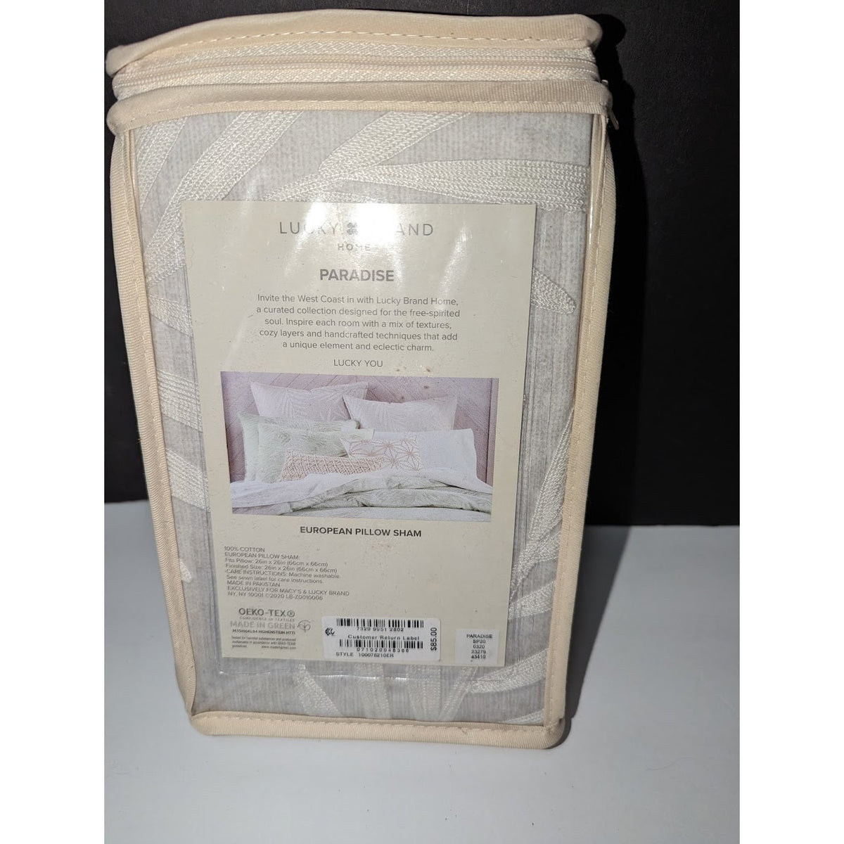 Lucky Brand Paradise Cotton 230-Thread cotton 26x26 European Pillow Sham