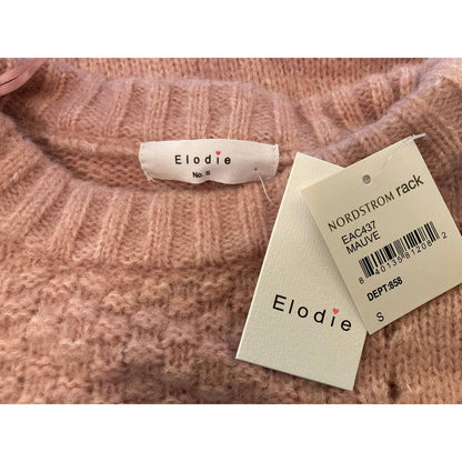 Elodie Pointelle Pullover Crew Neck Sweater Sz Small in Mauve Pink NWT