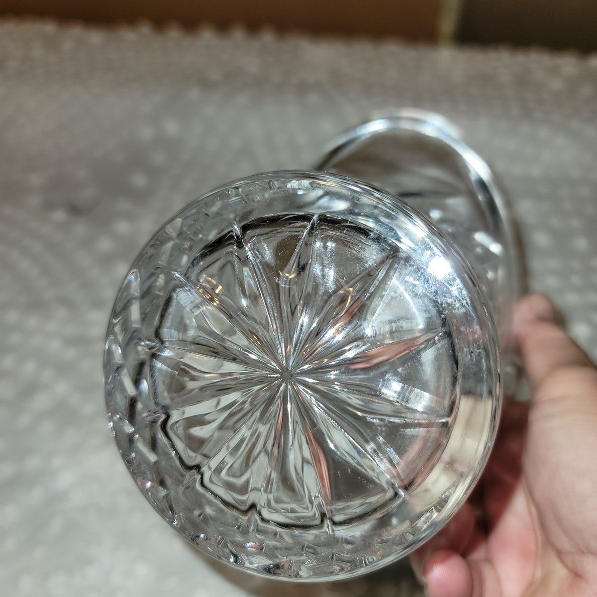Glass basket planter diamond pattern woben