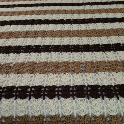 Queen/ Full Vintage Crochet Afghan Blanket Granny Square Handmade 77" x 82"