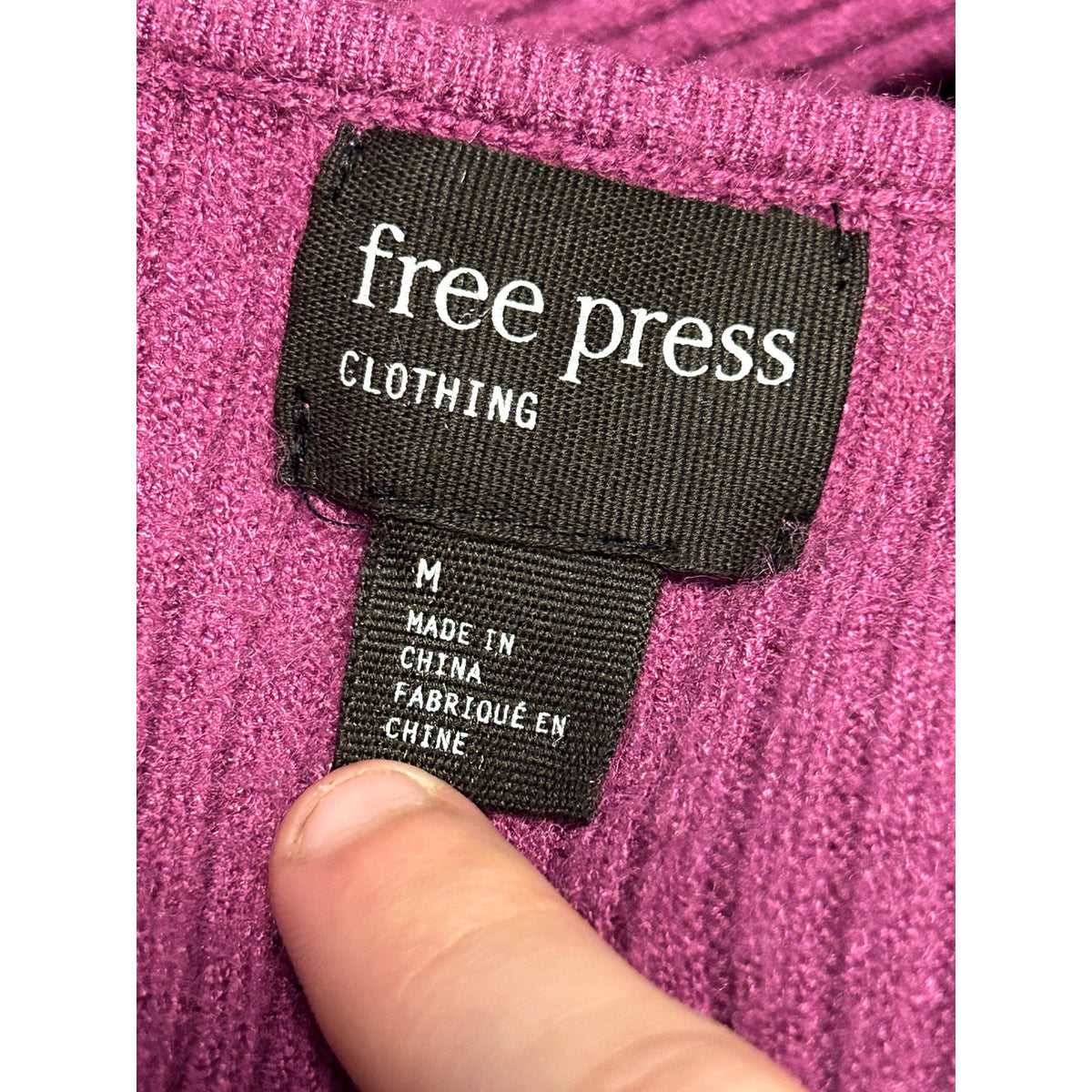 Free Press NEW Oversized Purple V-Neck Bell Sleeve Ribbed Sweater Medium