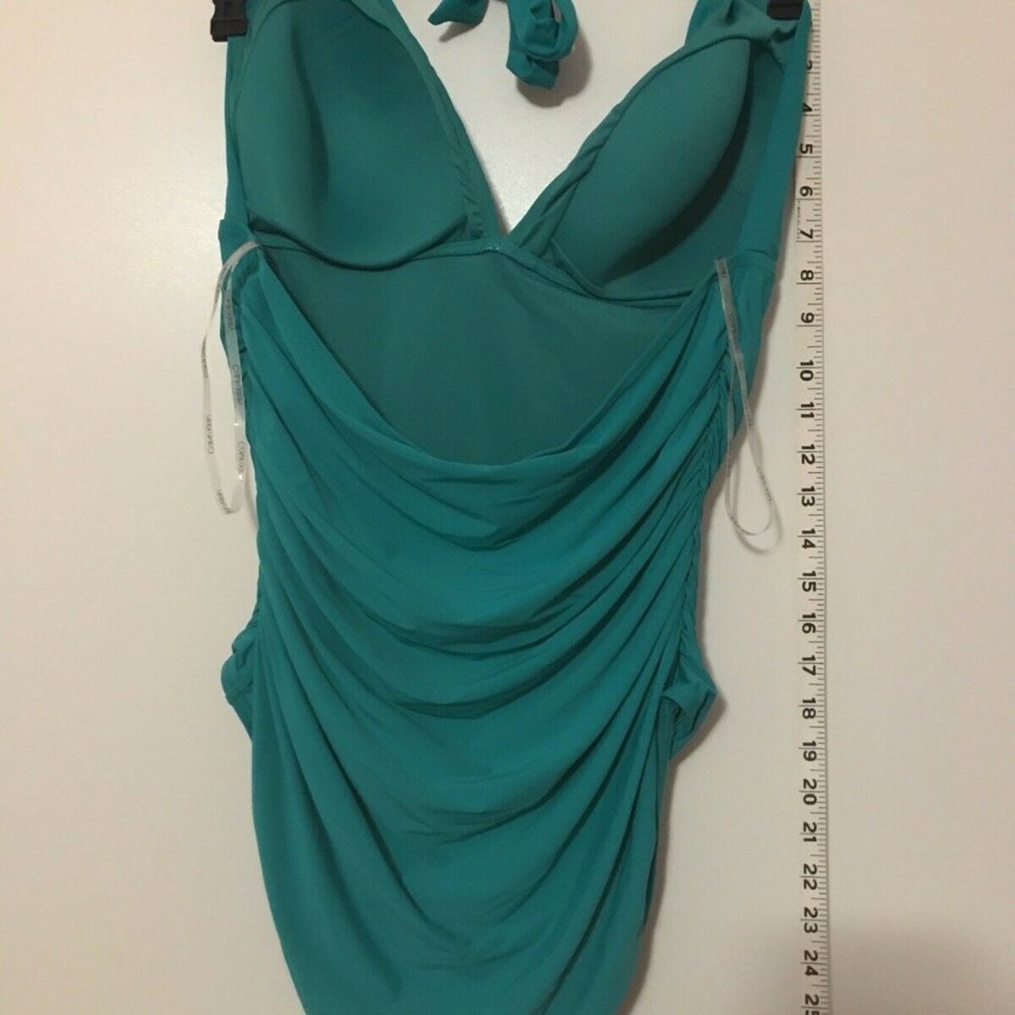 Calvin Klein Shirred Sides 1 Piece Swimwear Halter Size 14