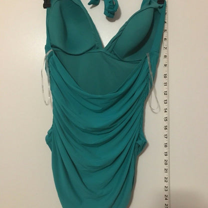 Calvin Klein Shirred Sides 1 Piece Swimwear Halter Size 14