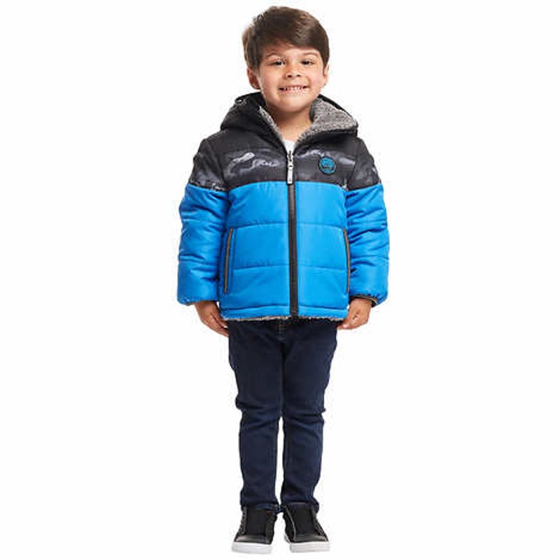 Gerry Reversible Full Zip Puffer Hoodie Jacket Long Sleeve Blue Size 2T NWT