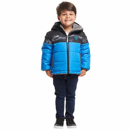Gerry Reversible Full Zip Puffer Hoodie Jacket Long Sleeve Blue Size 2T NWT