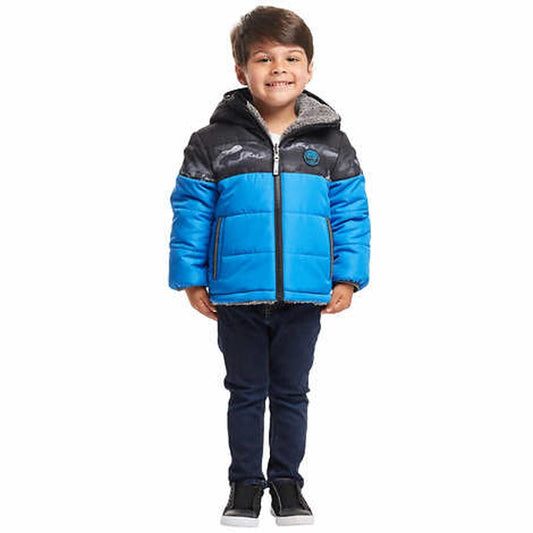 Gerry Reversible Full Zip Puffer Hoodie Jacket Long Sleeve Blue Size 2T NWT