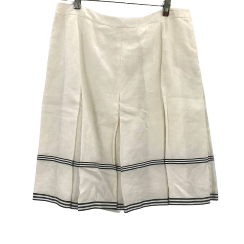 Cheerleader Striped Pleated circle Skirt High Rise Wasted Ivory Black Waist 32